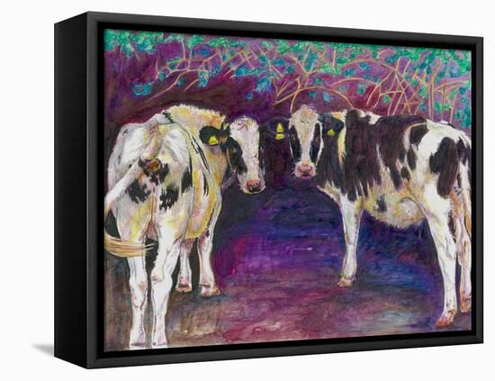 Sheltering cows, 2011,-Helen White-Framed Premier Image Canvas