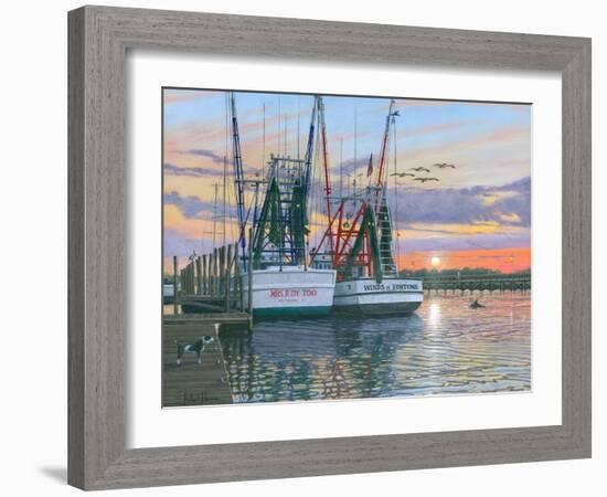 Shem Creek Shrimpers Charleston-Richard Harpum-Framed Art Print