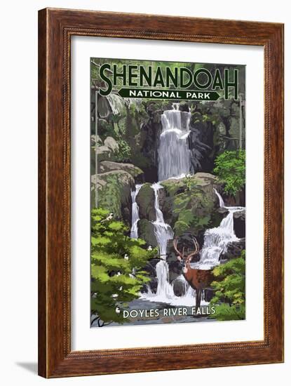 Shenandoah National Park, Virginia - Doyles River Falls-Lantern Press-Framed Art Print