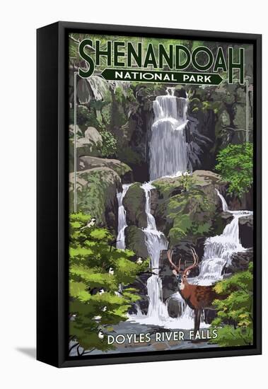 Shenandoah National Park, Virginia - Doyles River Falls-Lantern Press-Framed Stretched Canvas