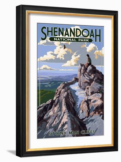 Shenandoah National Park, Virginia - Stony Man Cliffs View-Lantern Press-Framed Art Print