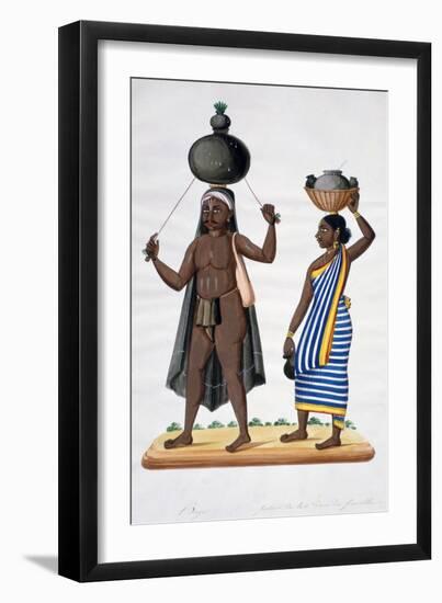 Shepherd and His Wife Carrying Milk, India, 1834-null-Framed Giclee Print