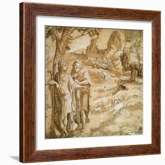 Shepherd and Piligrim in a Landscape, C1550-Pirro Ligorio-Framed Giclee Print