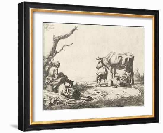 Shepherd and Shepherdess with Cattle, 1653-Adriaen van de Velde-Framed Giclee Print