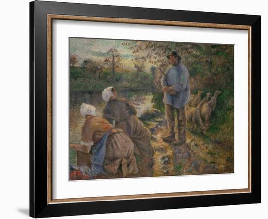 Shepherd and Washerwomen, 1881-Camille Pissarro-Framed Giclee Print