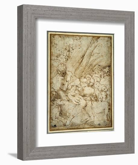 Shepherd Boy Holding a Pipe, Resting under a Tree with His Dog Among their Flock-Parmigianino-Framed Giclee Print