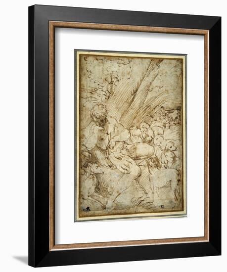 Shepherd Boy Holding a Pipe, Resting under a Tree with His Dog Among their Flock-Parmigianino-Framed Giclee Print