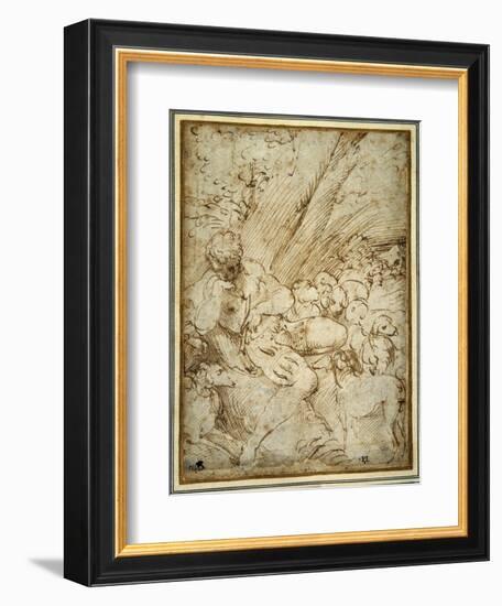 Shepherd Boy Holding a Pipe, Resting under a Tree with His Dog Among their Flock-Parmigianino-Framed Giclee Print