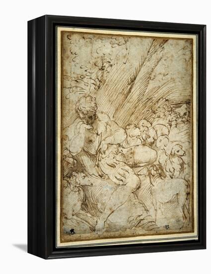 Shepherd Boy Holding a Pipe, Resting under a Tree with His Dog Among their Flock-Parmigianino-Framed Premier Image Canvas