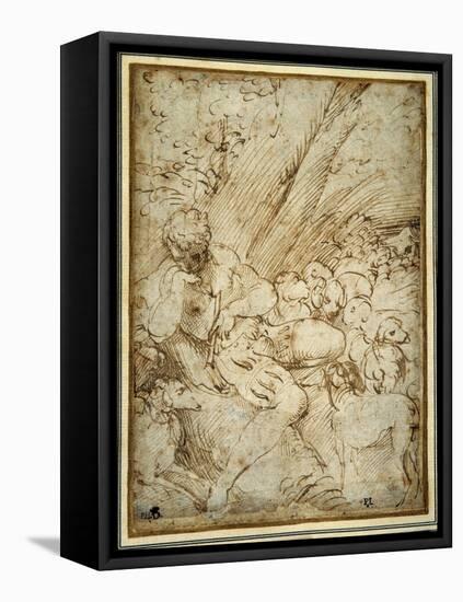 Shepherd Boy Holding a Pipe, Resting under a Tree with His Dog Among their Flock-Parmigianino-Framed Premier Image Canvas