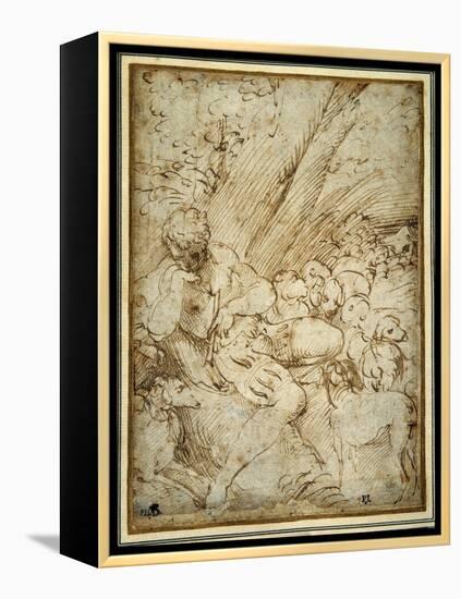 Shepherd Boy Holding a Pipe, Resting under a Tree with His Dog Among their Flock-Parmigianino-Framed Premier Image Canvas