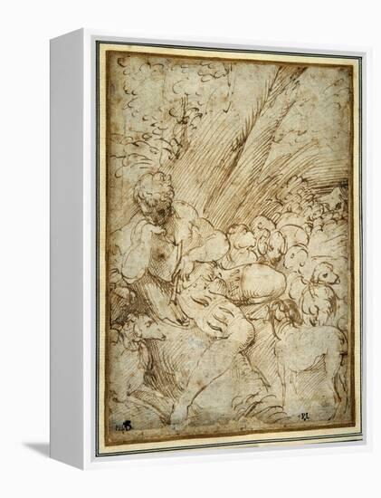 Shepherd Boy Holding a Pipe, Resting under a Tree with His Dog Among their Flock-Parmigianino-Framed Premier Image Canvas