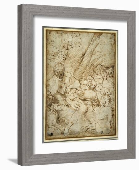 Shepherd Boy Holding a Pipe, Resting under a Tree with His Dog Among their Flock-Parmigianino-Framed Giclee Print