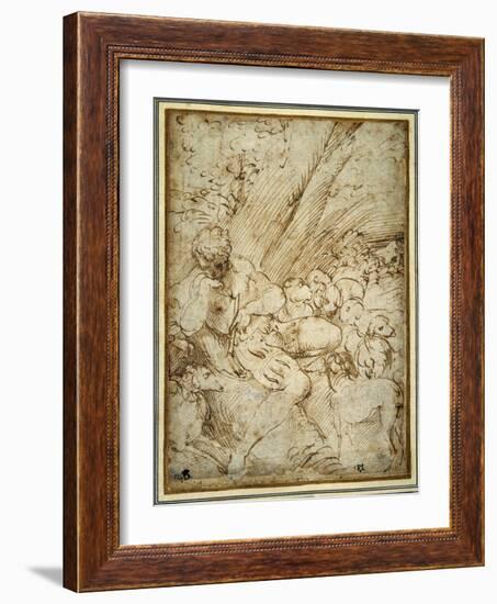 Shepherd Boy Holding a Pipe, Resting under a Tree with His Dog Among their Flock-Parmigianino-Framed Giclee Print