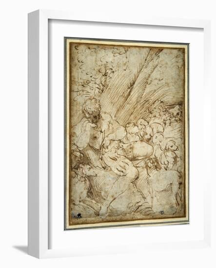 Shepherd Boy Holding a Pipe, Resting under a Tree with His Dog Among their Flock-Parmigianino-Framed Giclee Print