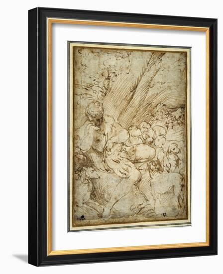 Shepherd Boy Holding a Pipe, Resting under a Tree with His Dog Among their Flock-Parmigianino-Framed Giclee Print