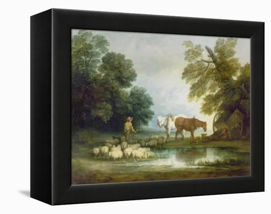 Shepherd by a Stream-Thomas Gainsborough-Framed Premier Image Canvas