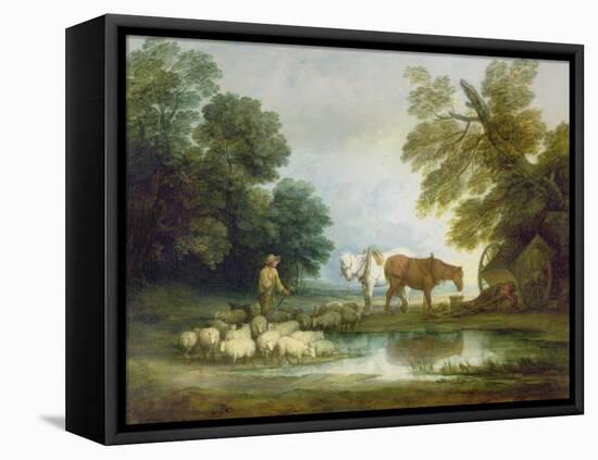 Shepherd by a Stream-Thomas Gainsborough-Framed Premier Image Canvas