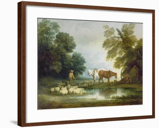 Shepherd by a Stream-Thomas Gainsborough-Framed Giclee Print