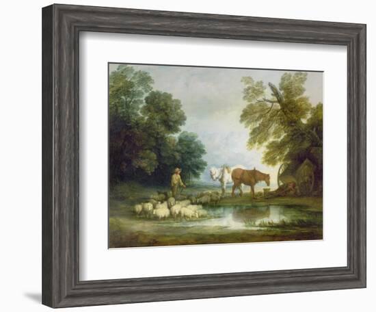 Shepherd by a Stream-Thomas Gainsborough-Framed Giclee Print