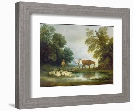 Shepherd by a Stream-Thomas Gainsborough-Framed Giclee Print