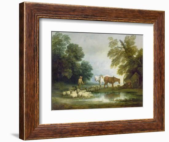 Shepherd by a Stream-Thomas Gainsborough-Framed Giclee Print