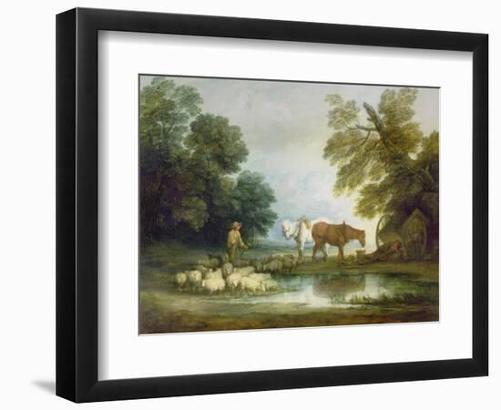 Shepherd by a Stream-Thomas Gainsborough-Framed Giclee Print