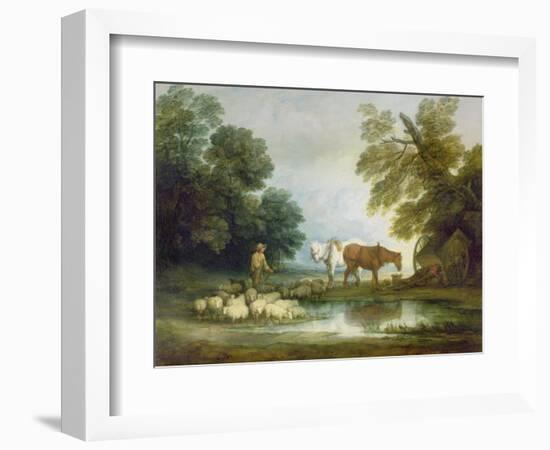 Shepherd by a Stream-Thomas Gainsborough-Framed Giclee Print