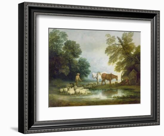 Shepherd by a Stream-Thomas Gainsborough-Framed Giclee Print