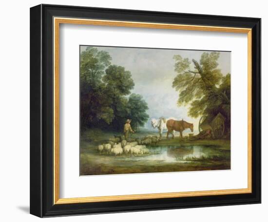 Shepherd by a Stream-Thomas Gainsborough-Framed Giclee Print