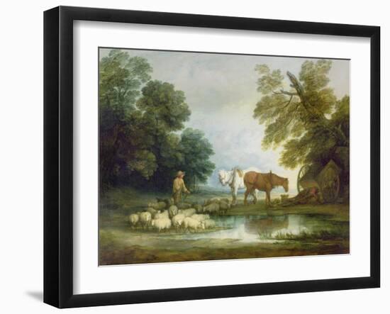 Shepherd by a Stream-Thomas Gainsborough-Framed Giclee Print