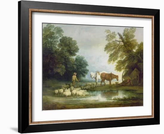 Shepherd by a Stream-Thomas Gainsborough-Framed Giclee Print