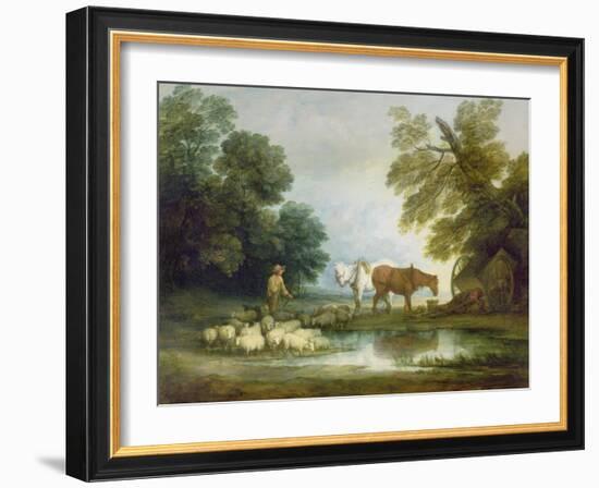 Shepherd by a Stream-Thomas Gainsborough-Framed Giclee Print