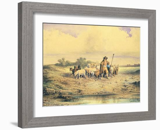 Shepherd in the Paestum Countryside-Consalvo Carelli-Framed Giclee Print