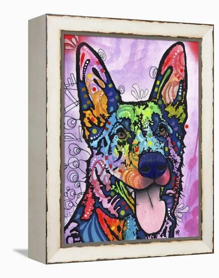 Shepherd Love, Dogs, Pets, Ears, Happy, Panting, Tongue, Love, Pop Art, Colorful, Stencils-Russo Dean-Framed Premier Image Canvas