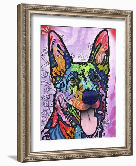 Shepherd Love, Dogs, Pets, Ears, Happy, Panting, Tongue, Love, Pop Art, Colorful, Stencils-Russo Dean-Framed Giclee Print