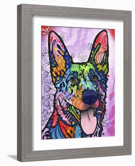 Shepherd Love, Dogs, Pets, Ears, Happy, Panting, Tongue, Love, Pop Art, Colorful, Stencils-Russo Dean-Framed Giclee Print