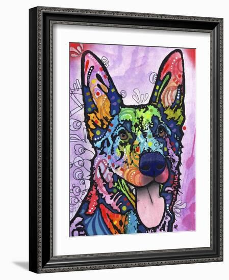 Shepherd Love, Dogs, Pets, Ears, Happy, Panting, Tongue, Love, Pop Art, Colorful, Stencils-Russo Dean-Framed Giclee Print