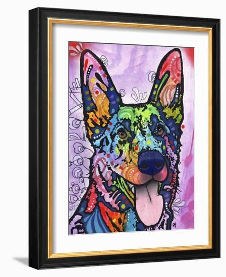 Shepherd Love, Dogs, Pets, Ears, Happy, Panting, Tongue, Love, Pop Art, Colorful, Stencils-Russo Dean-Framed Giclee Print