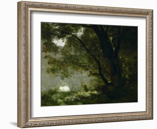 Shepherd, Souvenir of Mortefontaine, France-Jean-Baptiste-Camille Corot-Framed Giclee Print