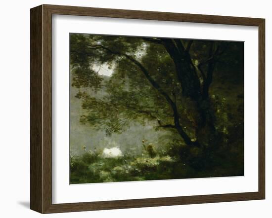 Shepherd, Souvenir of Mortefontaine, France-Jean-Baptiste-Camille Corot-Framed Giclee Print