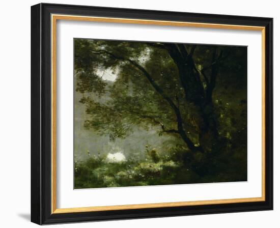 Shepherd, Souvenir of Mortefontaine, France-Jean-Baptiste-Camille Corot-Framed Giclee Print