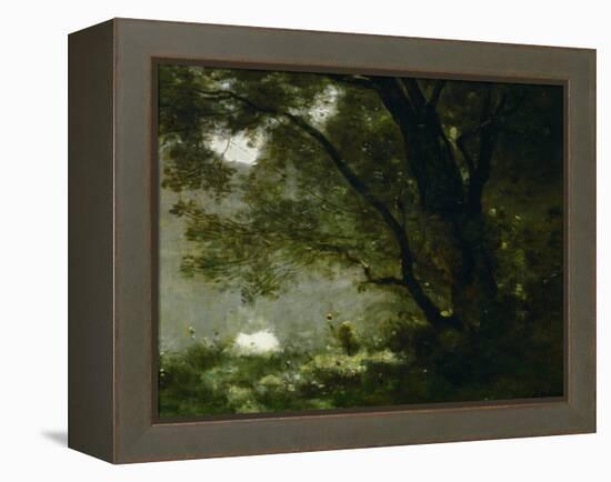 Shepherd, Souvenir of Mortefontaine, France-Jean-Baptiste-Camille Corot-Framed Premier Image Canvas