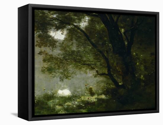 Shepherd, Souvenir of Mortefontaine, France-Jean-Baptiste-Camille Corot-Framed Premier Image Canvas