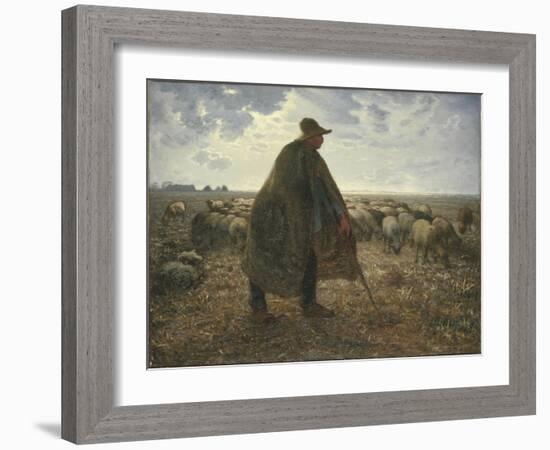 Shepherd Tending His Flock, Early 1860S-Jean-François Millet-Framed Giclee Print