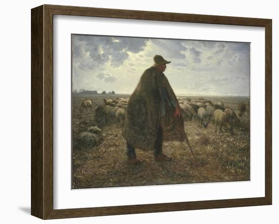 Shepherd Tending His Flock, Early 1860S-Jean-François Millet-Framed Giclee Print