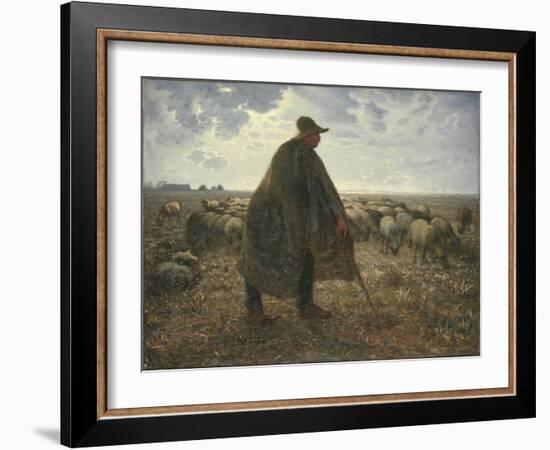 Shepherd Tending His Flock, Early 1860S-Jean-François Millet-Framed Giclee Print