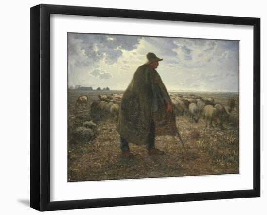 Shepherd Tending His Flock, Early 1860S-Jean-François Millet-Framed Giclee Print