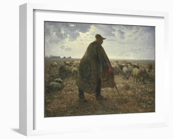 Shepherd Tending His Flock, Early 1860S-Jean-François Millet-Framed Giclee Print