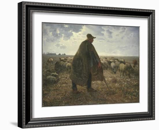 Shepherd Tending His Flock, Early 1860S-Jean-François Millet-Framed Giclee Print